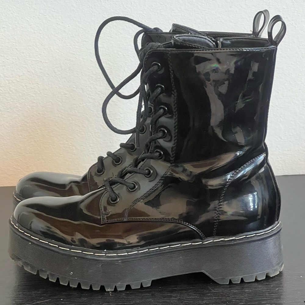 Portland Boot Company Kiki Patent Leather Platform Boots Size 9